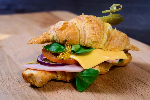Croissant queijo de presunto café da manhã — Fotografia de Stock