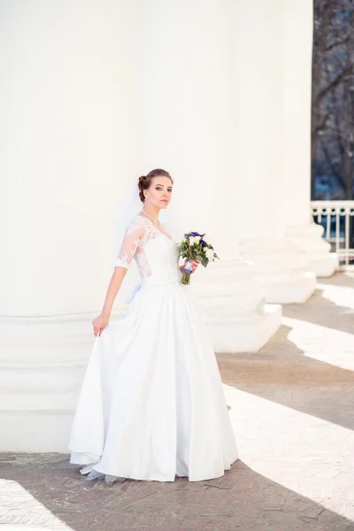Portrét krásné nevěsty. svatební šaty. — Stock fotografie