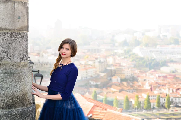 Portrait Of Fashion Woman In Blue Dress — Stock Photo, Image