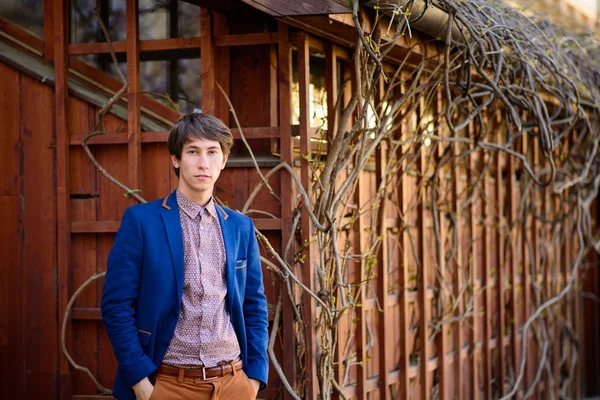 Retrato de un joven, vestido con una chaqueta azul — Foto de Stock