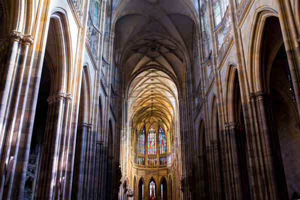 interior of the St Vitus Cathedral in Prague
