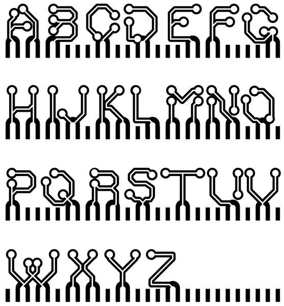 Διάνυσμα κυκλώματος απλή γραμματοσειρά Royalty Free Εικονογραφήσεις Αρχείου