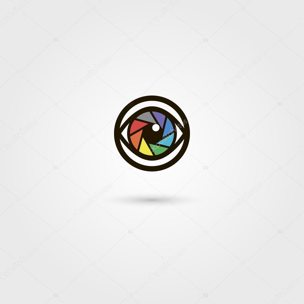 Vector shutter camera eye icon. Photographer concept