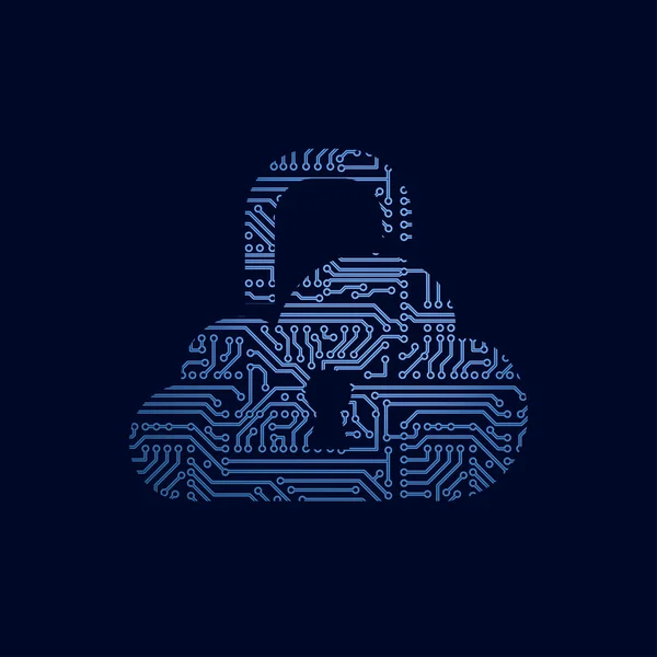 矢量电路板云计算作为一个挂锁 — 图库矢量图片