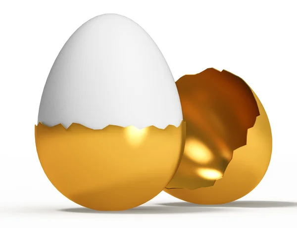 Golden egg on white background — Stock Photo, Image