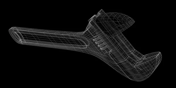 배경에 고립 된 조정 가능한 렌치 — 스톡 사진