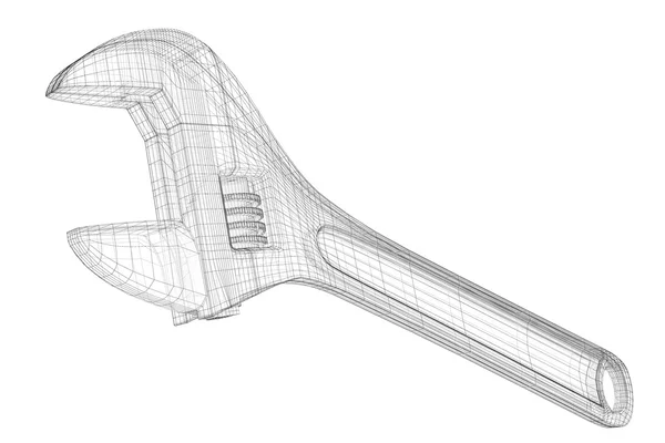 孤立在背景上的可调扳手 — 图库照片