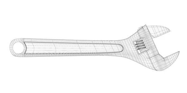배경에 고립 된 조정 가능한 렌치 — 스톡 사진