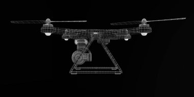 Siyah arkaplandaki İHA 3 boyutlu model