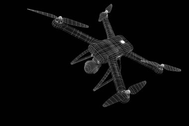 Siyah arkaplandaki İHA 3 boyutlu model