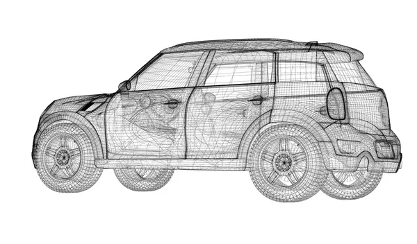 Carro modelo 3d — Fotografia de Stock