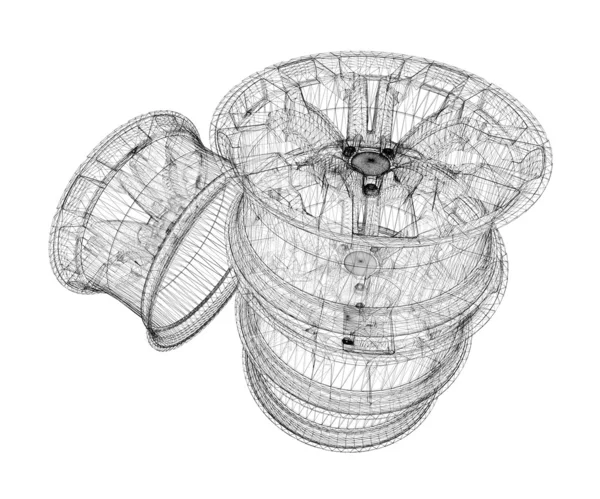 分離された車の車輪のセット — ストック写真