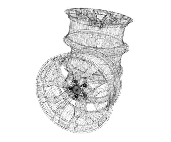 分離された車の車輪のセット — ストック写真