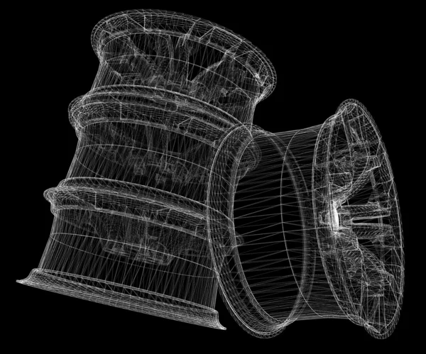 分離された車の車輪のセット — ストック写真