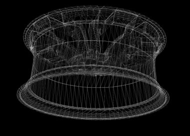 Arabanın tekerlekleri üzerinde beyaz - 3d render izole kümesi