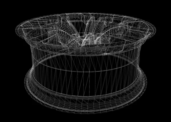 孤立在白-3d 渲染的汽车轮毂一套 — 图库照片