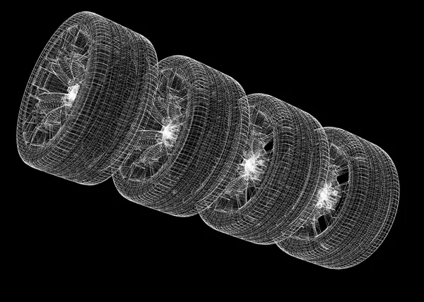 Zestaw kół samochodu — Zdjęcie stockowe