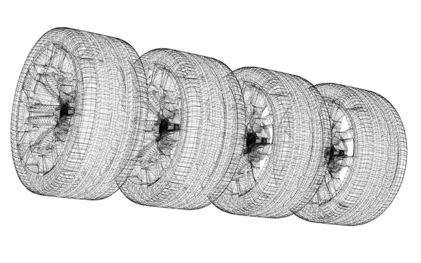Set of car wheels — Stock Photo, Image