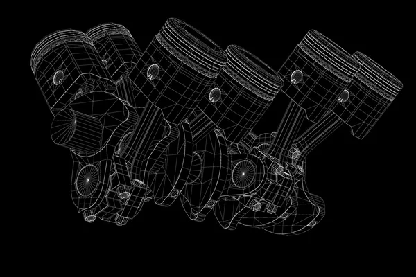 Pistons, mesin V8 — Stok Foto