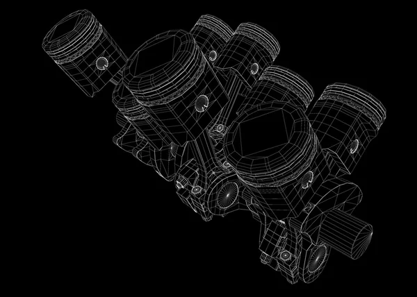 Písty, motor V8 — Stock fotografie