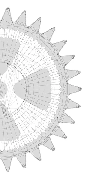 Engranaje, estructura del cuerpo, modelo de alambre — Foto de Stock