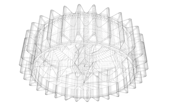 Engranaje, estructura del cuerpo, modelo de alambre —  Fotos de Stock