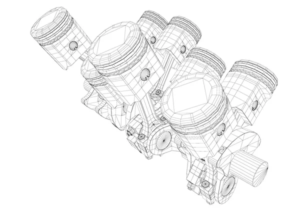 ピストン、v 型 8 気筒エンジン — ストック写真