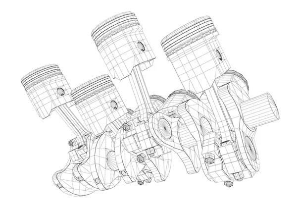 Písty, motor V8 — Stock fotografie