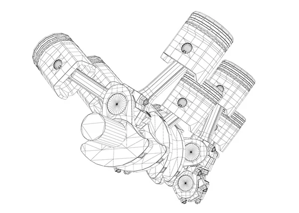 Zuigers, V8-motor — Stockfoto