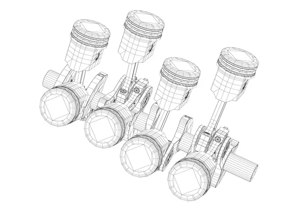 Dugattyúk, V8-as motor — Stock Fotó