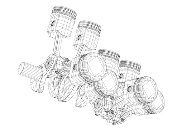 Pistoni, motore V8 — Foto Stock