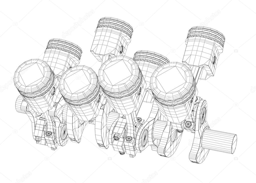 Pistons, V8 engine