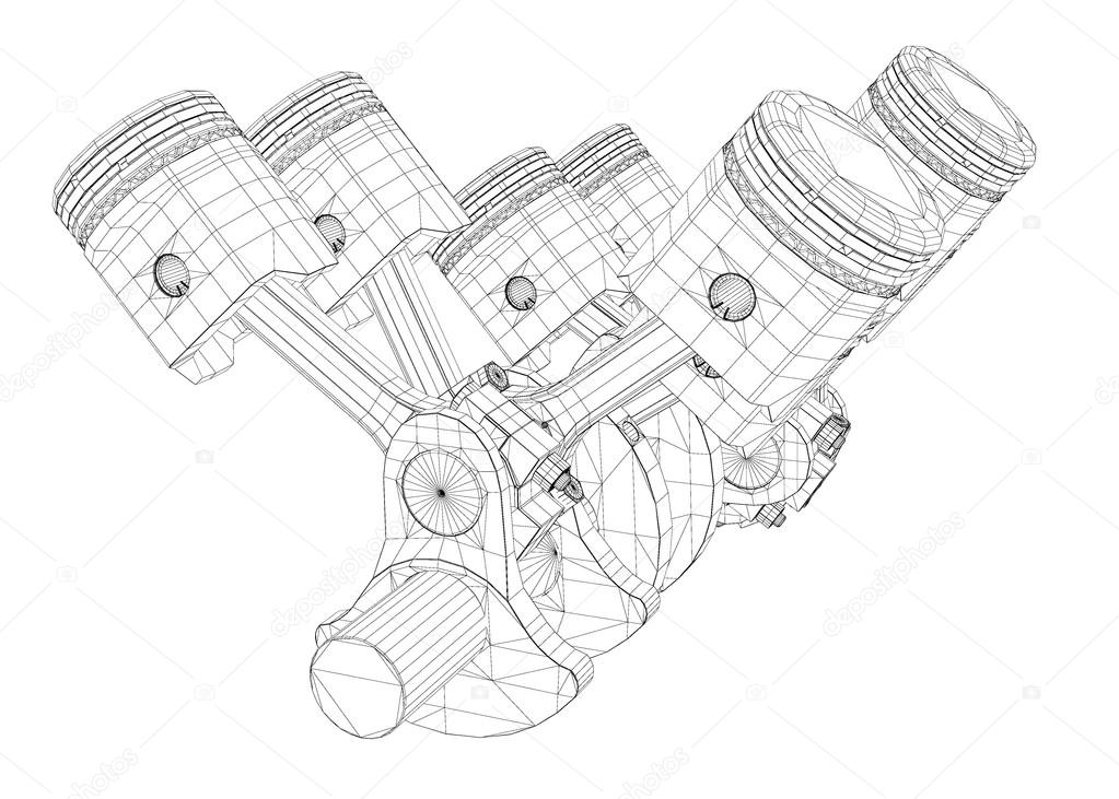 Pistons, V8 engine Stock Illustration by ©Podsolnukh #81730974