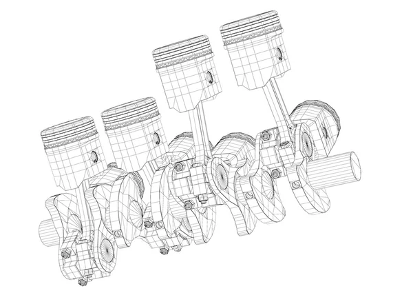 Písty, motor V8 — Stock fotografie