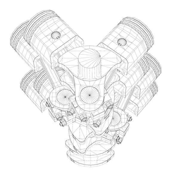 Zuigers, V8-motor — Stockfoto