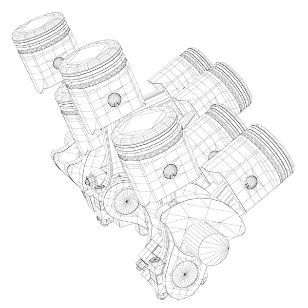 Zuigers, V8-motor — Stockfoto