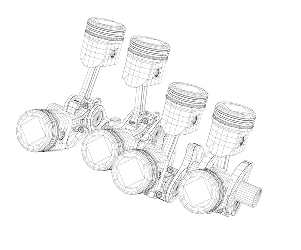 Pistoni, motore V8 — Foto Stock