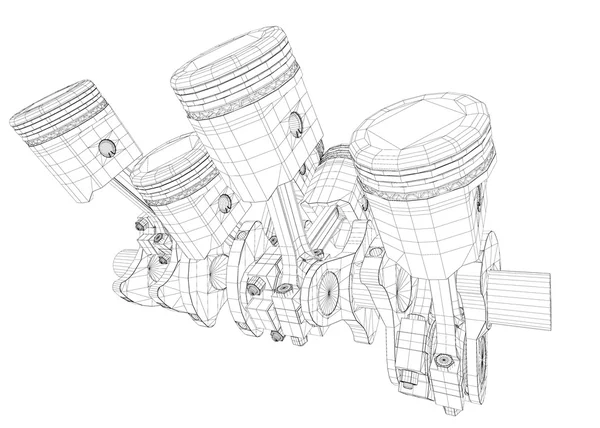 Dugattyúk, V8-as motor — Stock Fotó