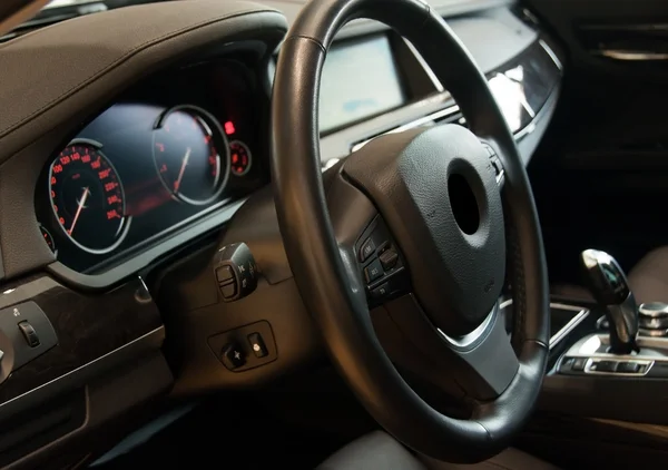 Dark luxury car Interior — Stock Photo, Image