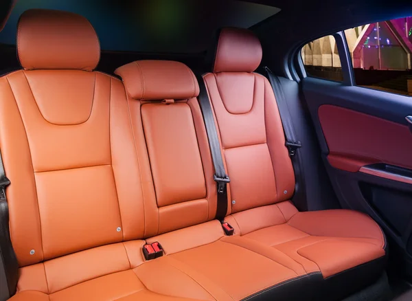 Car interior orange leather — Stock Photo, Image