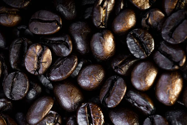 Dark Roasted Koffiebonen Achtergrond — Stockfoto