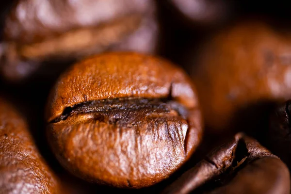 Macro Shot Van Gebrande Koffiebonen Achtergrond — Stockfoto