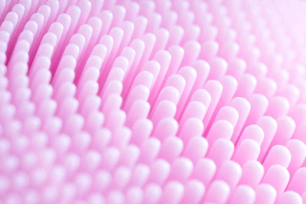 Makro Rosa Silikon Massagebürste Oberflächenstruktur Nahaufnahme Für Hintergrund — Stockfoto