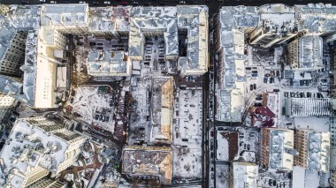 Sankt Petersburg 'un havadan görünüşü Rusya' nın eski şehir çatıları kış zamanı