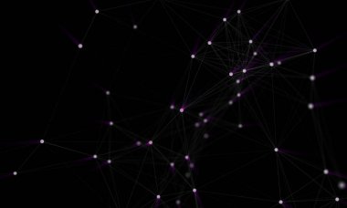 Bağlı sibernetik parçacıklara sahip soyut siyah beyaz arkaplan 