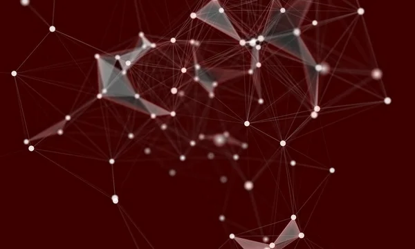 Fondo Digital Rojo Blanco Abstracto Con Partículas Cibernéticas Conectadas — Foto de Stock