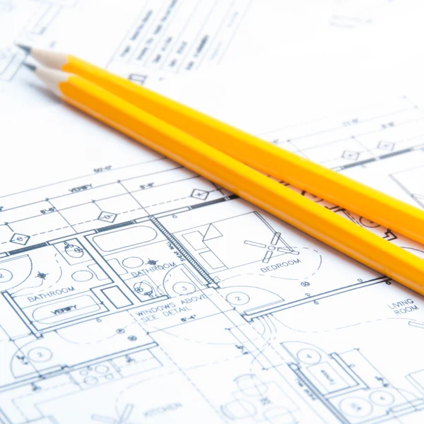 Construction planning drawings — Stock Photo, Image