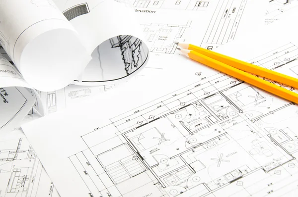 Construction planning drawings — Stock Photo, Image