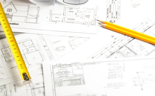 Construction planning drawings Stock Picture