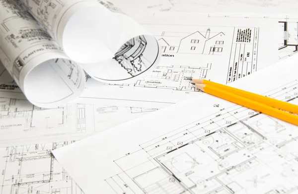 Construction planning drawings — Stock Photo, Image